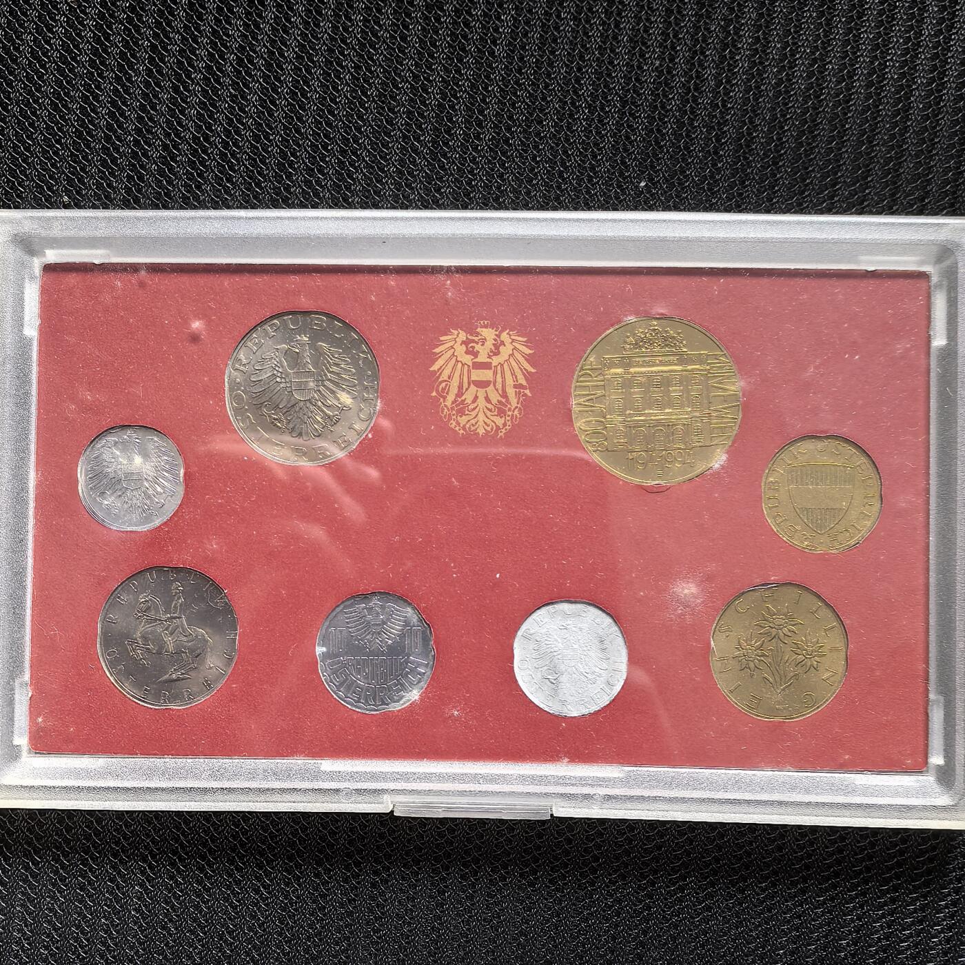 道一币馆币章第一百六十二场 原包装 奥地利1994年套币八枚