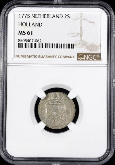 【雨安】【直播拍卖】【世界币章122期-评级币】2025-12-27 周六 19:30 保真 - [评级欧洲] Netherlands 荷兰 共和国 荷兰省 2Stuiver 1775年  NGC-MS61
