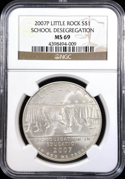 【雨安】【直播拍卖】【世界币章122期-评级币】2025-12-27 周六 19:30 保真 - [评级现代] USA 美国 纪念币 1美元 2007年 小石城学校种族融合  NGC-MS69