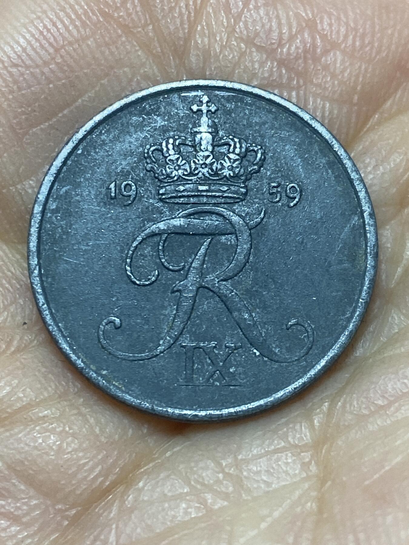 2025年第一百四十场(总第一百六十六场）外国好品散币场(免佣金) 丹麦🇩🇰1959年2欧尔(弗雷德里克九世第二版，C; S版)