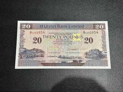 《外钞收藏家》第五百九十七期（年底收官场）（本平台长期征集拍品、欢迎藏友们联系合作） - 2018年北爱尔兰阿尔斯特银行20镑 全新UNC