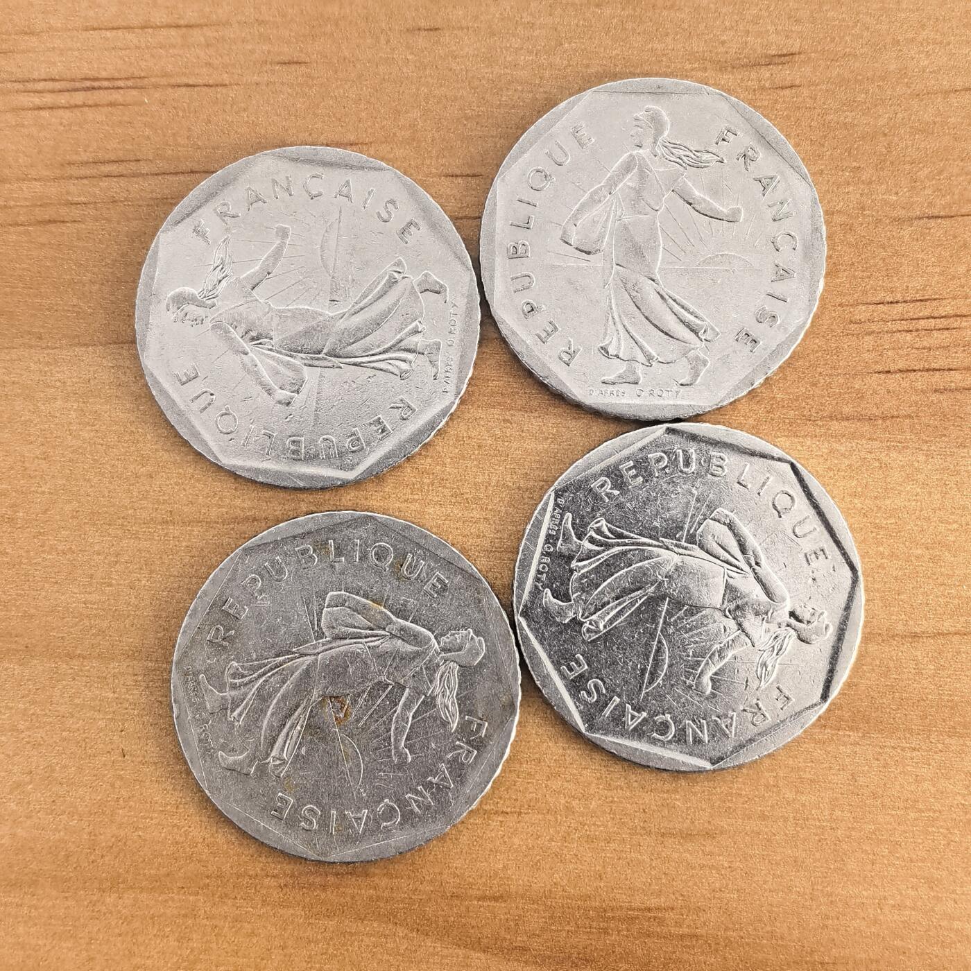 各国硬币第7期 无佣金 法国2法郎4枚