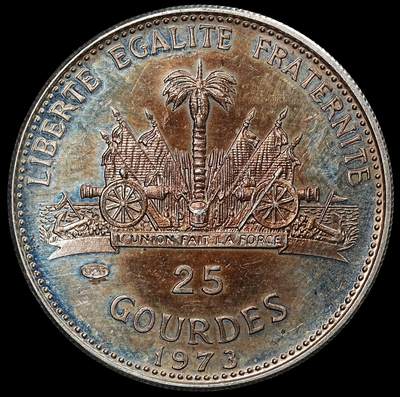 修遠堂世界钱币第九十九期 - 1973年海地-德国世界杯纪念25古德精制银币 10.00g，925银