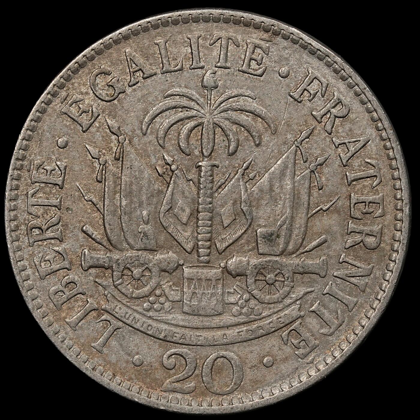 修遠堂世界钱币第九十九期 1907年海地20分 铜镍合金