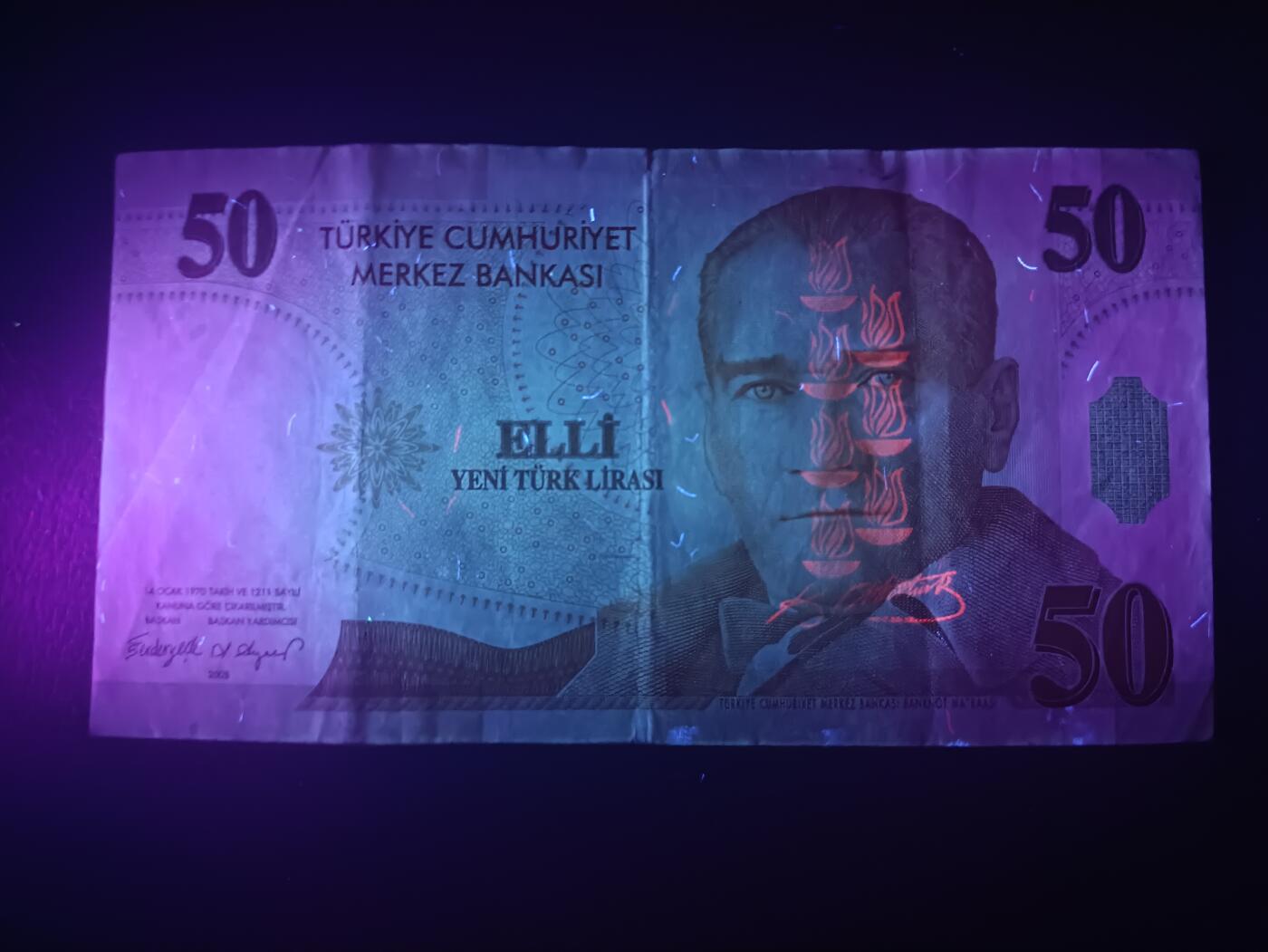 2025十二月第五期，总210期 土耳其2005版50新里拉流通品相，国父凯末尔和卡帕多卡怪石