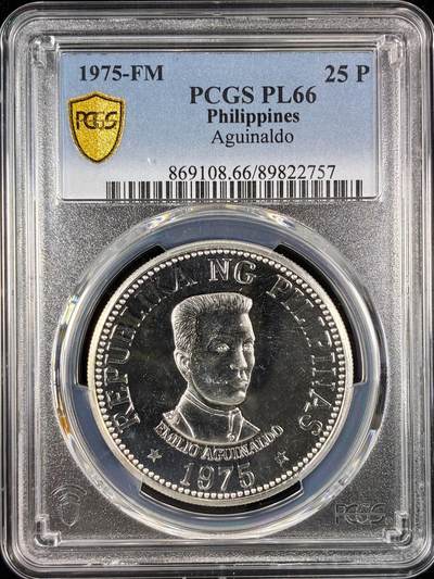 【雨安】【直播拍卖】【世界币章122期-评级币】2025-12-27 周六 19:30 保真 - [评级现代] Philippines 菲律宾 25比索 1975年 总统阿奎纳多 PCGS-PL66