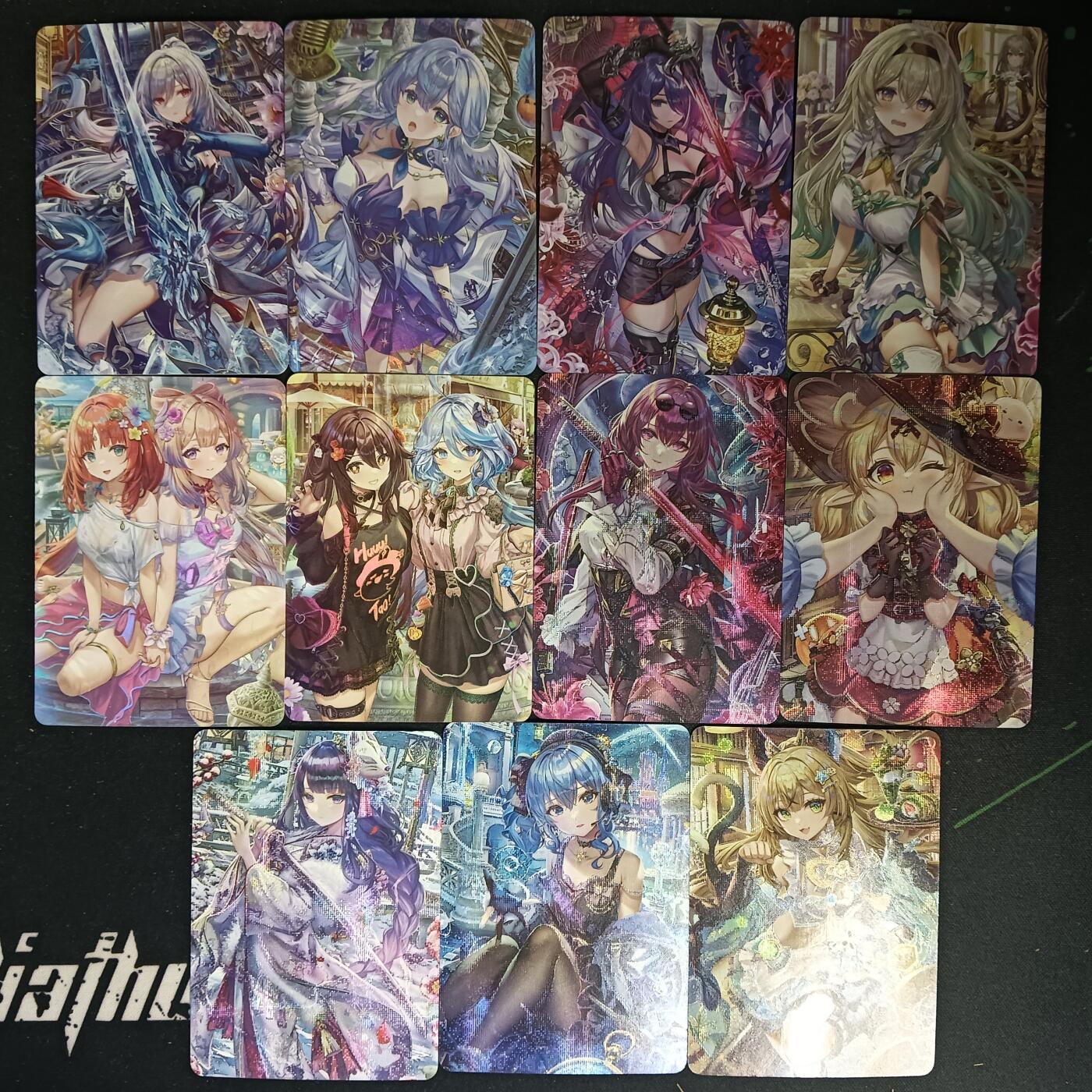 花开卡拍第53期（12月28号周日截拍，品控勿拍!!!拍品不寄存，运费5元，自制卡难免瑕疵，可能存在轻微撞角爆边等出厂瑕疵，品控介意勿拍！） 墨卡文创 t画师同人萌妹 11张，彩闪6张纱布闪5张