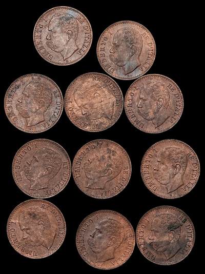 修遠堂世界钱币第九十九期 - 1895年意大利1分铜币一组