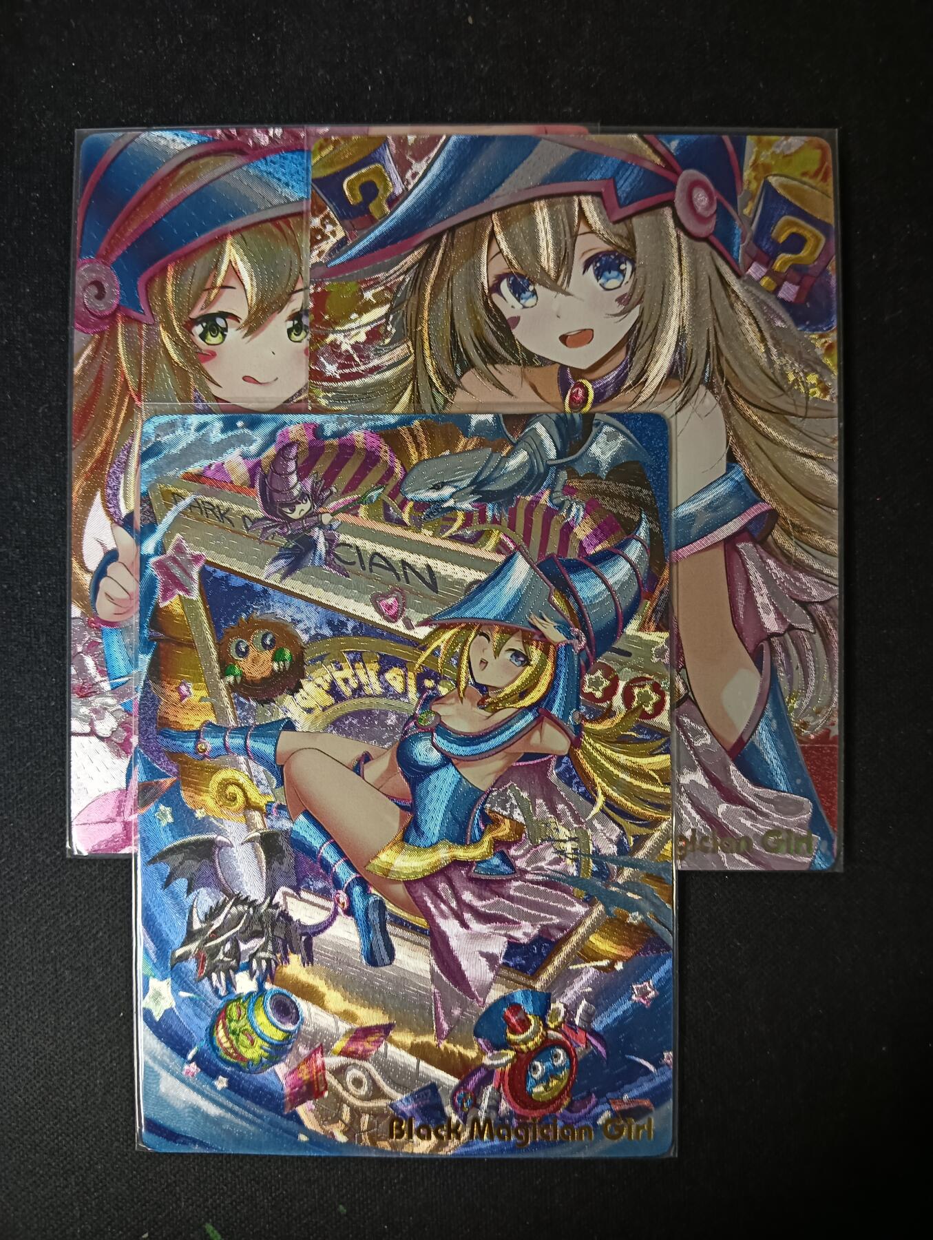 花开卡拍第53期（12月28号周日截拍，品控勿拍!!!拍品不寄存，运费5元，自制卡难免瑕疵，可能存在轻微撞角爆边等出厂瑕疵，品控介意勿拍！） 奇点 游戏王经典黑魔导定制3张 粗闪