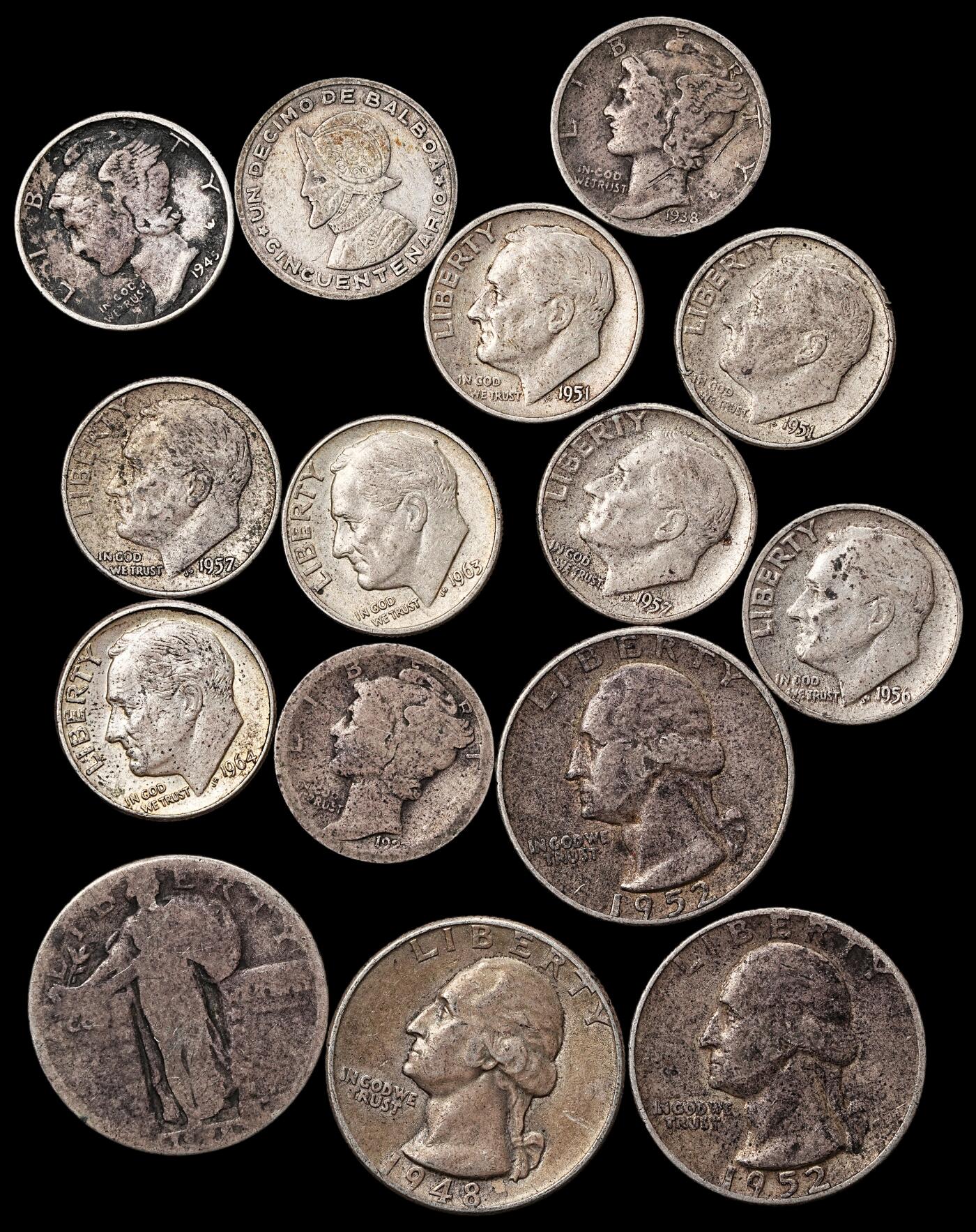 修遠堂世界钱币第九十九期 高银美国银币一组，含一枚巴拿马，总重51.39g，含银90%