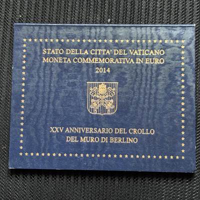 道一币馆币章第一百六十二场 - 原包装 梵蒂冈2014年柏林墙倒塌25周年2欧元纪念币 100400