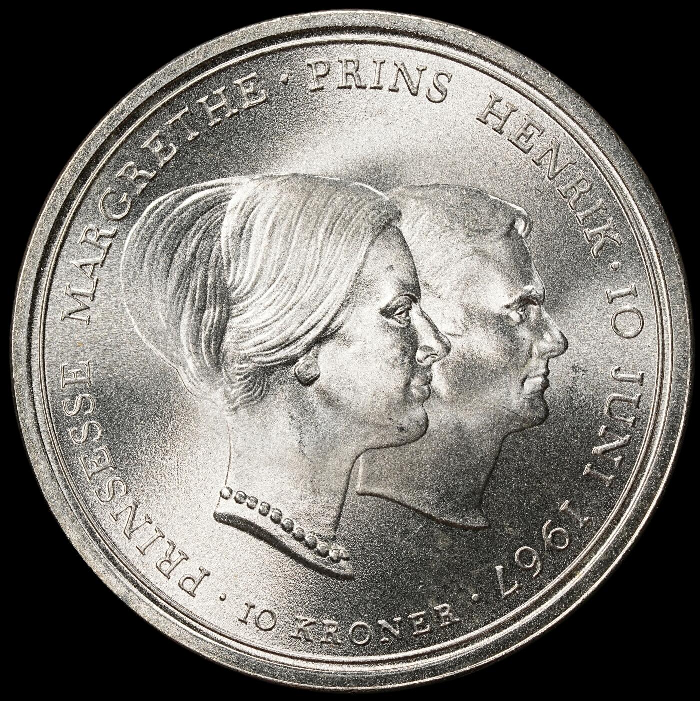 修遠堂世界钱币第九十九期 1967年丹麦玛格丽特公主结婚纪念10克朗银币 20.40g，含银80%