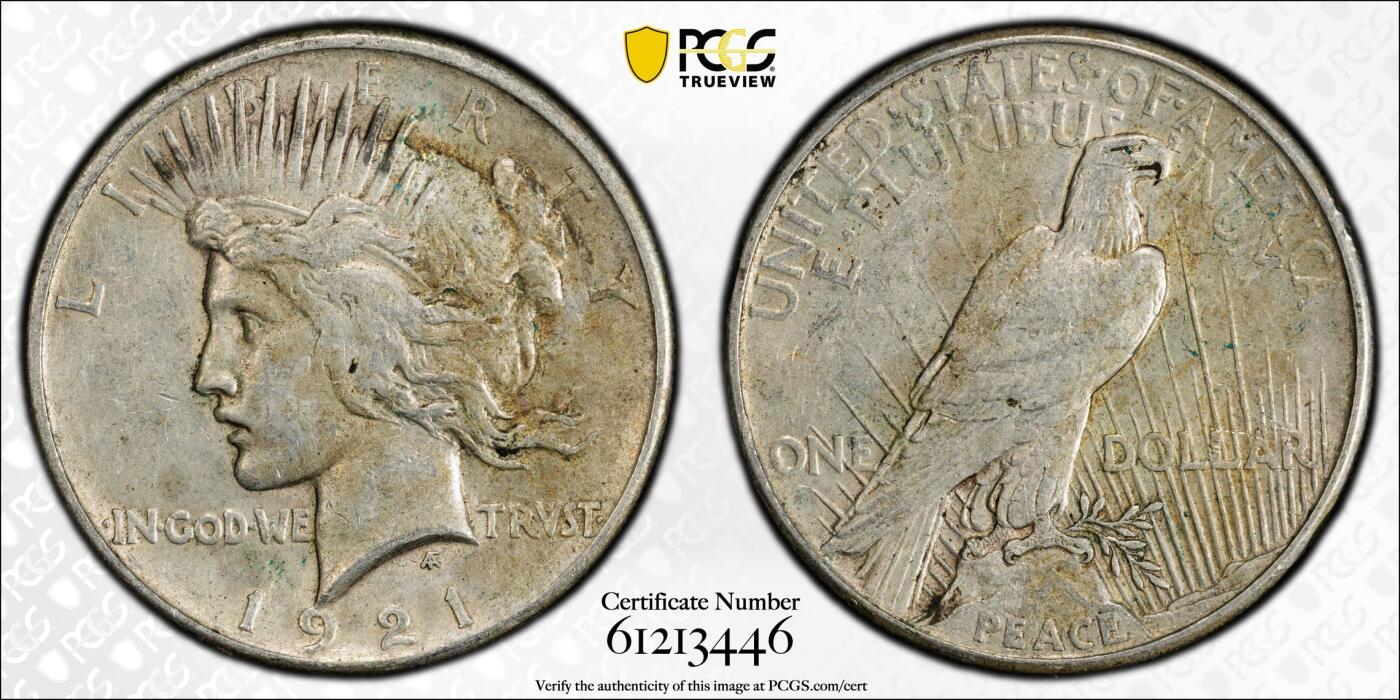 博洋堂世界钱币拍卖第154期（全场包邮） PCGS AU50 美国1921年和平大银币，高浮雕，名誉品