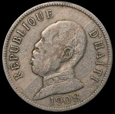 修遠堂世界钱币第九十九期 - 1908年海地50分 铜镍合金 年份少见