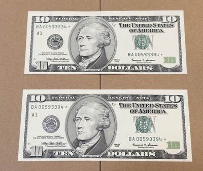 【礼羽收藏】🌏世界钱币拍卖第117期 - 99年首发大头10美元补号两张全新unc品相