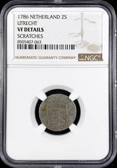 【雨安】【直播拍卖】【世界币章122期-评级币】2025-12-27 周六 19:30 保真 - [评级欧洲] Netherlands 荷兰 共和国 乌特勒支省 2Stuiver 1786年  NGC-VF