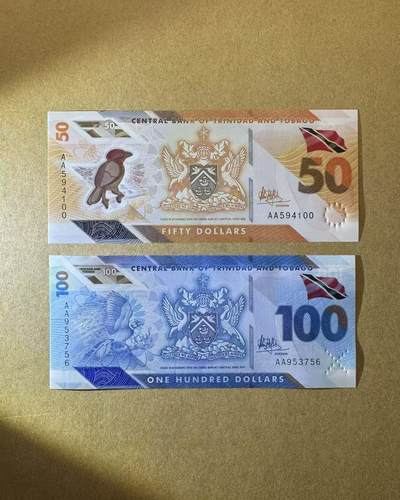 【Blue Auction】世界纸币精拍第768期——18级TOP拍卖/信誉/品质/专业/高效💫 - 【一组2张 AA冠】特立尼达和多巴哥 50-100元 全新UNC