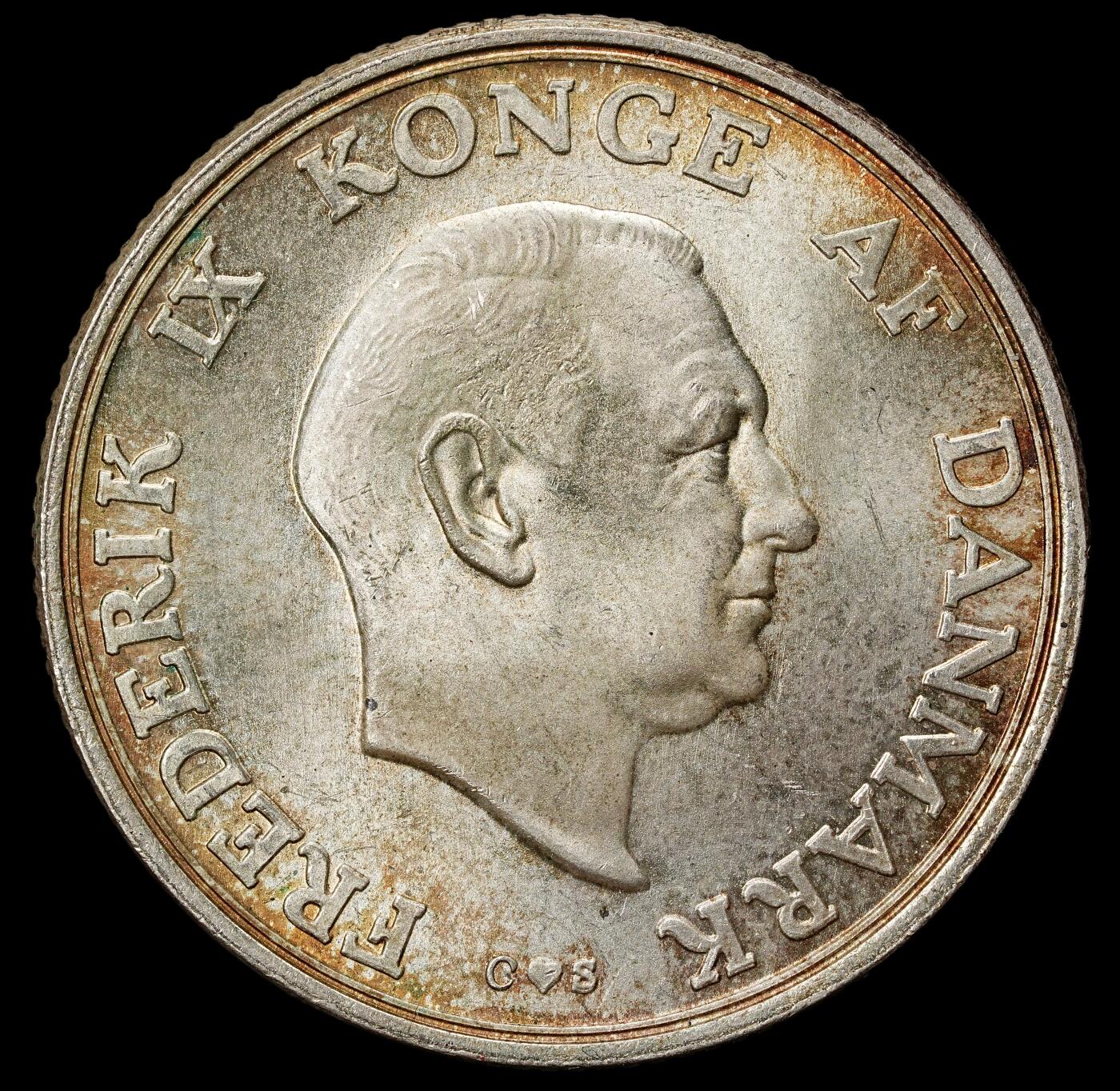 修遠堂世界钱币第九十九期 1958年丹麦玛格丽特公主18周岁纪念2克朗银币 15g，含银80%