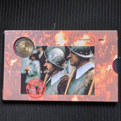 道一币馆币章第一百六十二场 - 原包装 瑞士2002年抵御萨伏依公爵军队入侵400周年精制纪念套币十枚  含5法郎事件纪念币