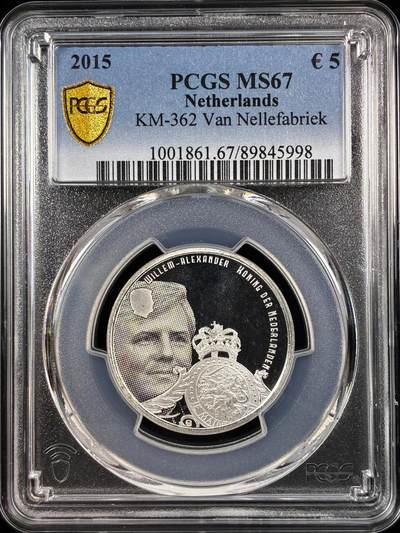【雨安】【直播拍卖】【世界币章122期-评级币】2025-12-27 周六 19:30 保真 - [评级欧元] Netherlands 欧元 荷兰 5欧元 2015年 现代工业建筑明珠范内勒工厂  PCGS-MS67