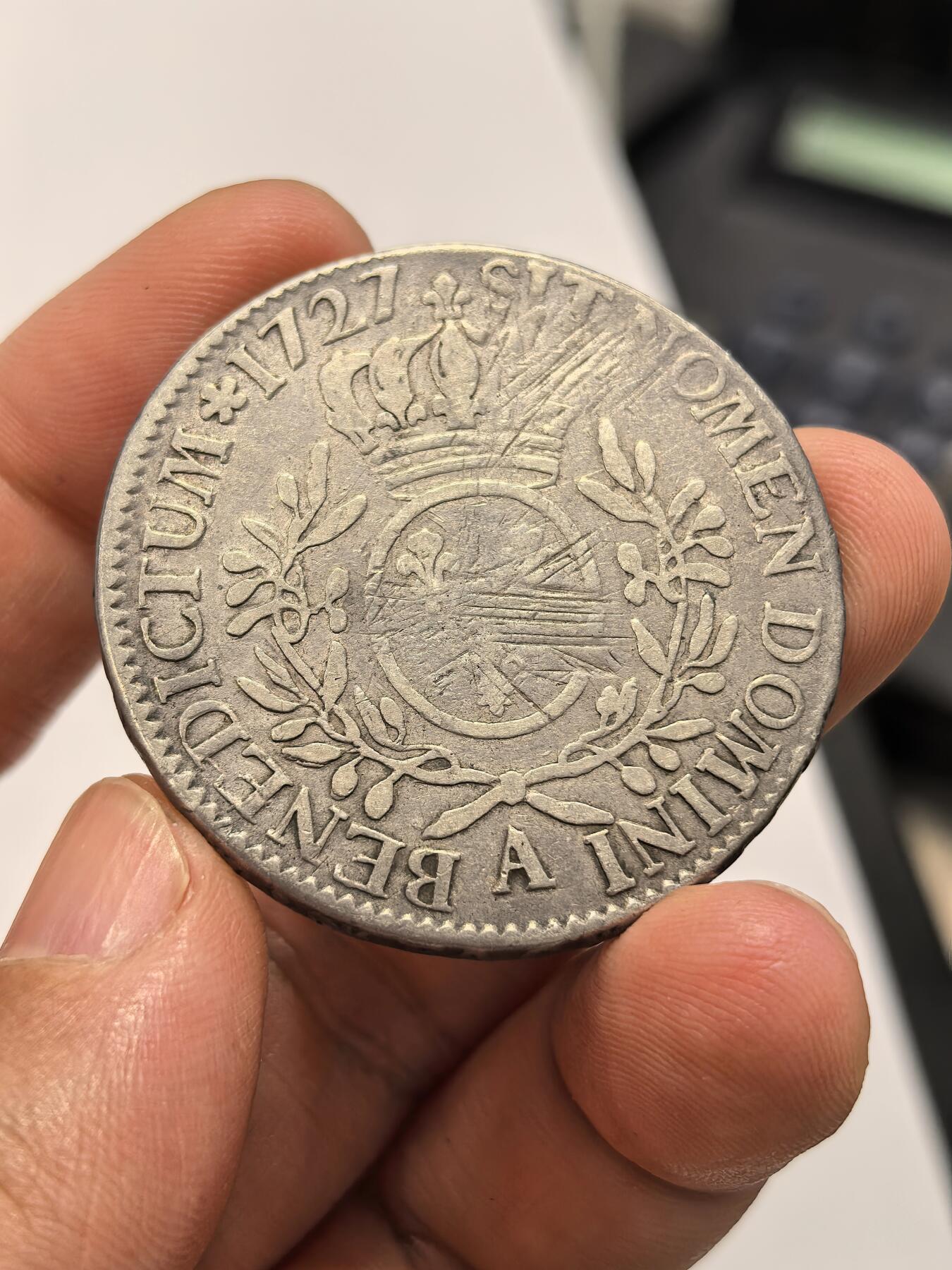 博洋堂世界钱币拍卖第154期（全场包邮） 法国1727年路易十五1埃居大银币，年轻版头像