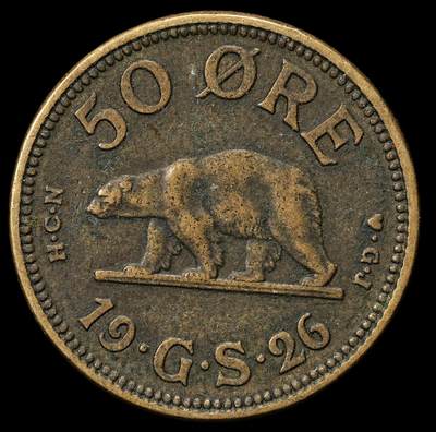 修遠堂世界钱币第九十九期 - 1926年格陵兰50欧尔