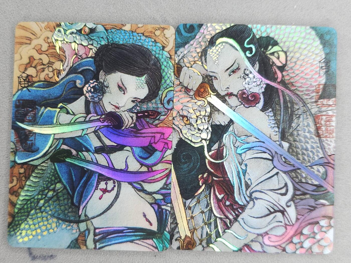 龙虎卡牌-六九场（无佣金，周六结拍，欢迎送拍） 彩闪2张 启读 李广-青蛇&白蛇