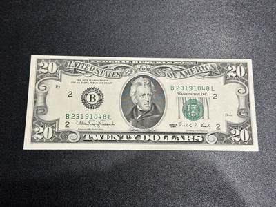 《外钞收藏家》第五百九十七期（年底收官场）（本平台长期征集拍品、欢迎藏友们联系合作） - 1990年美国小头版20美元 全新 非要挑剔的话 有个角不是很绝