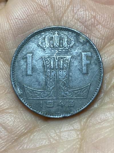 2025年第一百四十场(总第一百六十六场）外国好品散币场(免佣金) - 比利时🇧🇪1943年1法郎(二战德国占领时期，左法语右荷语版)