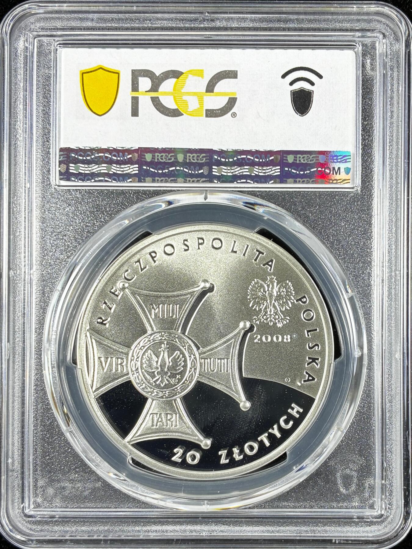 【雨安】【直播拍卖】【世界币章122期-评级币】2025-12-27 周六 19:30 保真 [评级现代] Poland 波兰 20兹罗提 2008年 自由90周年 PCGS-PR70DCAM 精制币