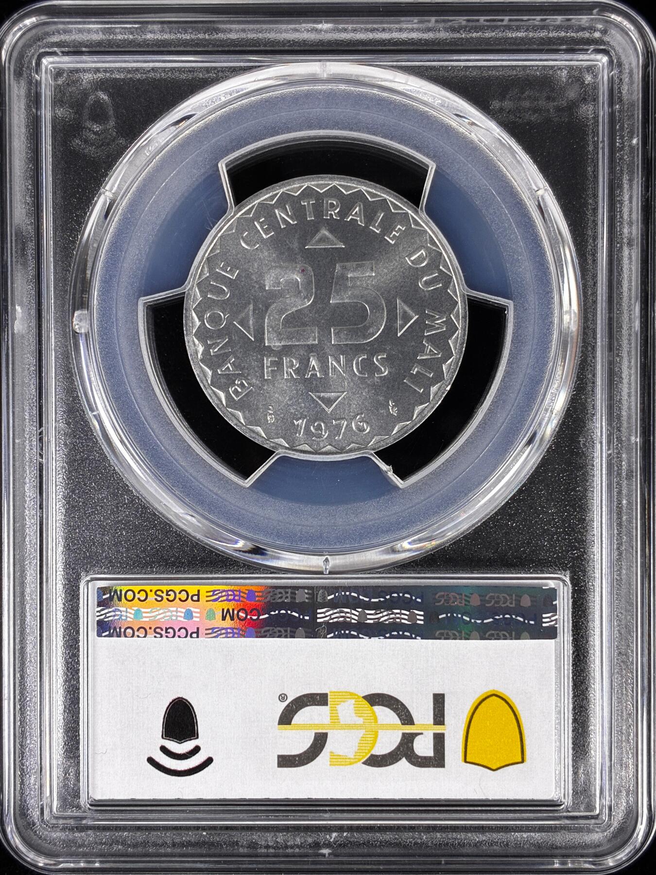 【雨安】【直播拍卖】【世界币章122期-评级币】2025-12-27 周六 19:30 保真 [评级样币] Mali 马里 样币 25法郎 1976年 PCGS-SP66