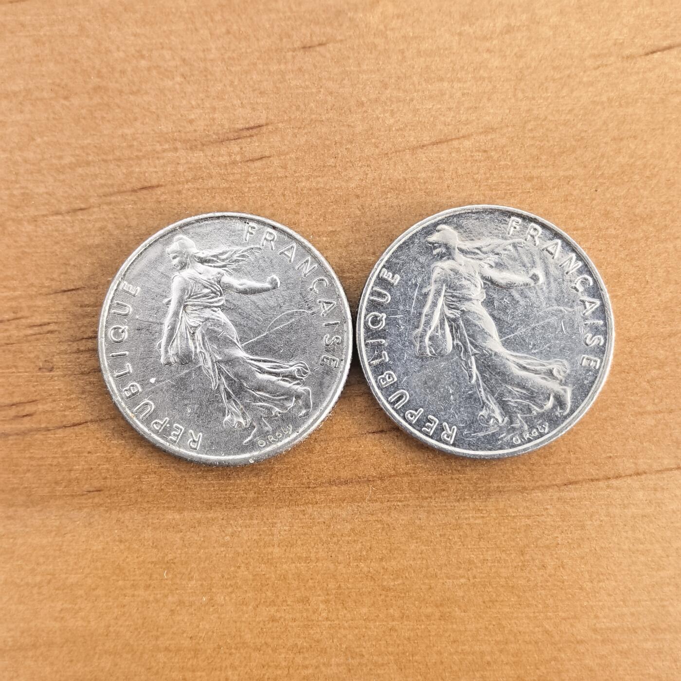 各国硬币第7期 无佣金 法国1/2法郎2枚