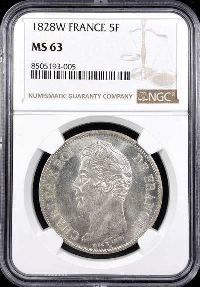 【雨安】【直播拍卖】【世界币章122期-评级币】2025-12-27 周六 19:30 保真 - [评级法国] France 法国 5法郎 KM#0728 (1827-1830) 查理十世  NGC-MS63