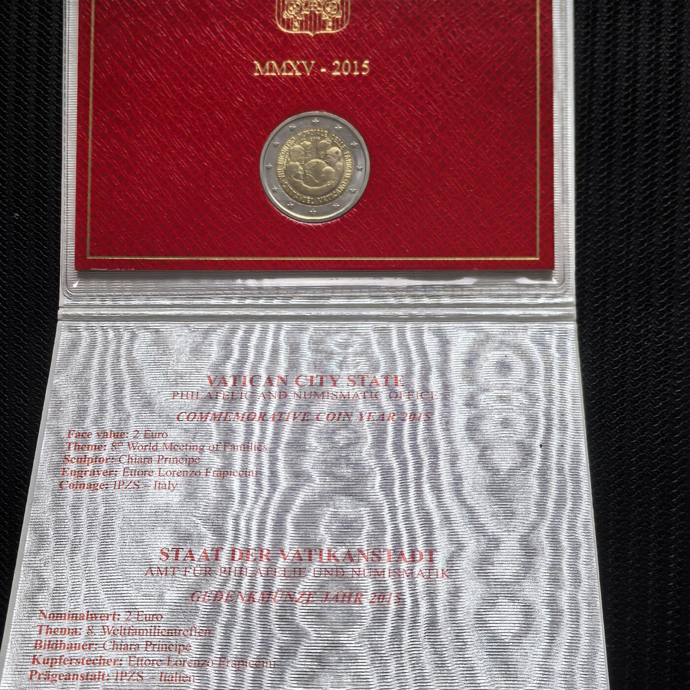 道一币馆币章第一百六十二场 原包装 梵蒂冈2015年里约热内卢第28届世界青年日2欧元纪念币 106000