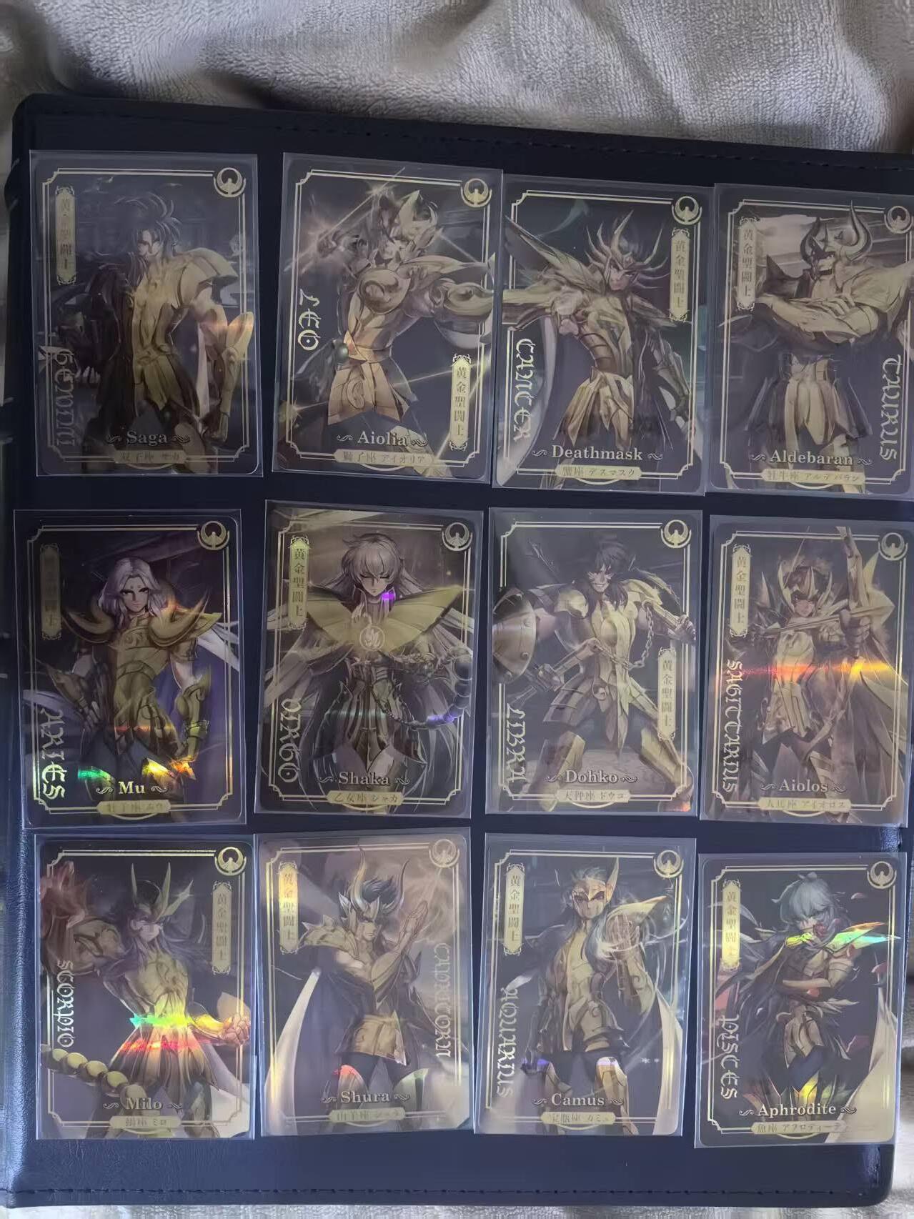 龙虎卡牌-六九场（无佣金，周六结拍，欢迎送拍） 彩闪小卡12张全 圣斗士星矢30周年展览卡 黄金圣斗士一套（卡背星座）