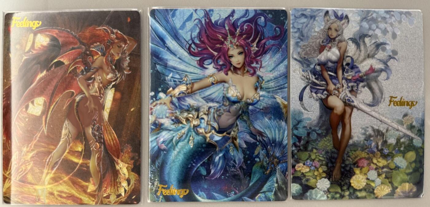 龙虎卡牌-六九场（无佣金，周六结拍，欢迎送拍） 粗闪3张全 谭壹盲包 feelings art系列一套