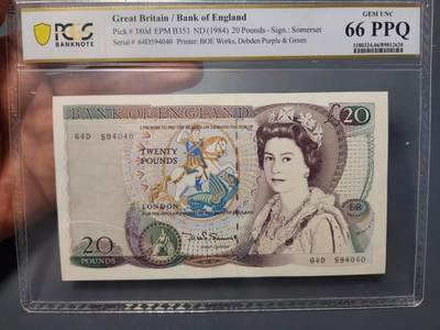 12月27号晚上8点 外国纸币自动截拍第77场 - 英国20镑pcgs66