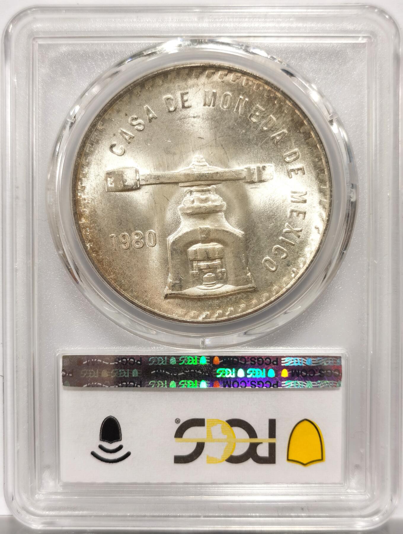 博洋堂世界钱币拍卖第154期（全场包邮） PCGS MS65 墨西哥1980年天平铸币机一盎司大银币，高分外拍价高
