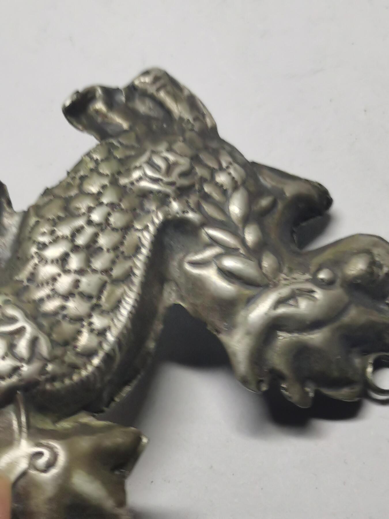 杂件专场90期 清代老银麒麟，双面工