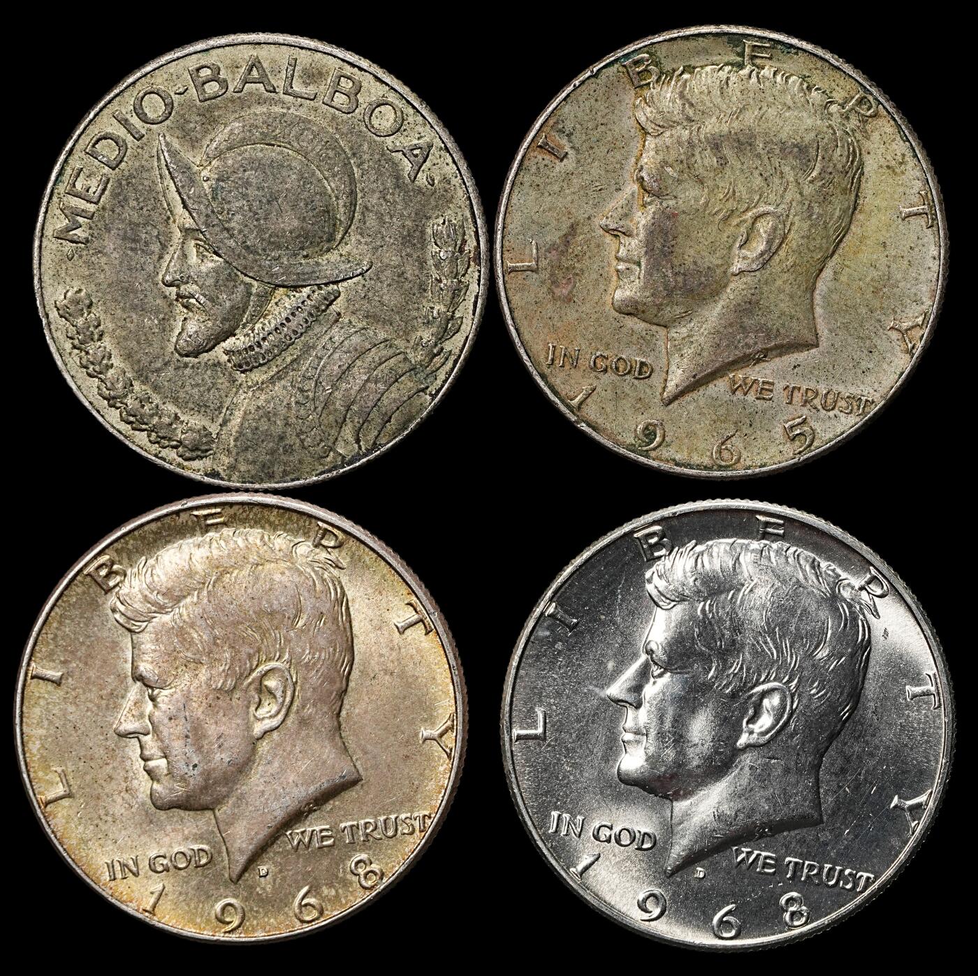 修遠堂世界钱币第九十九期 巴拿马，美国银币4枚 总重45.73g，含银40%