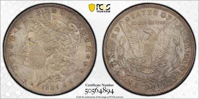 博洋堂世界钱币拍卖第154期（全场包邮） - PCGS MS64 美国1884年O版摩根$1银币 双面通体醇厚五彩包浆 过渡自然