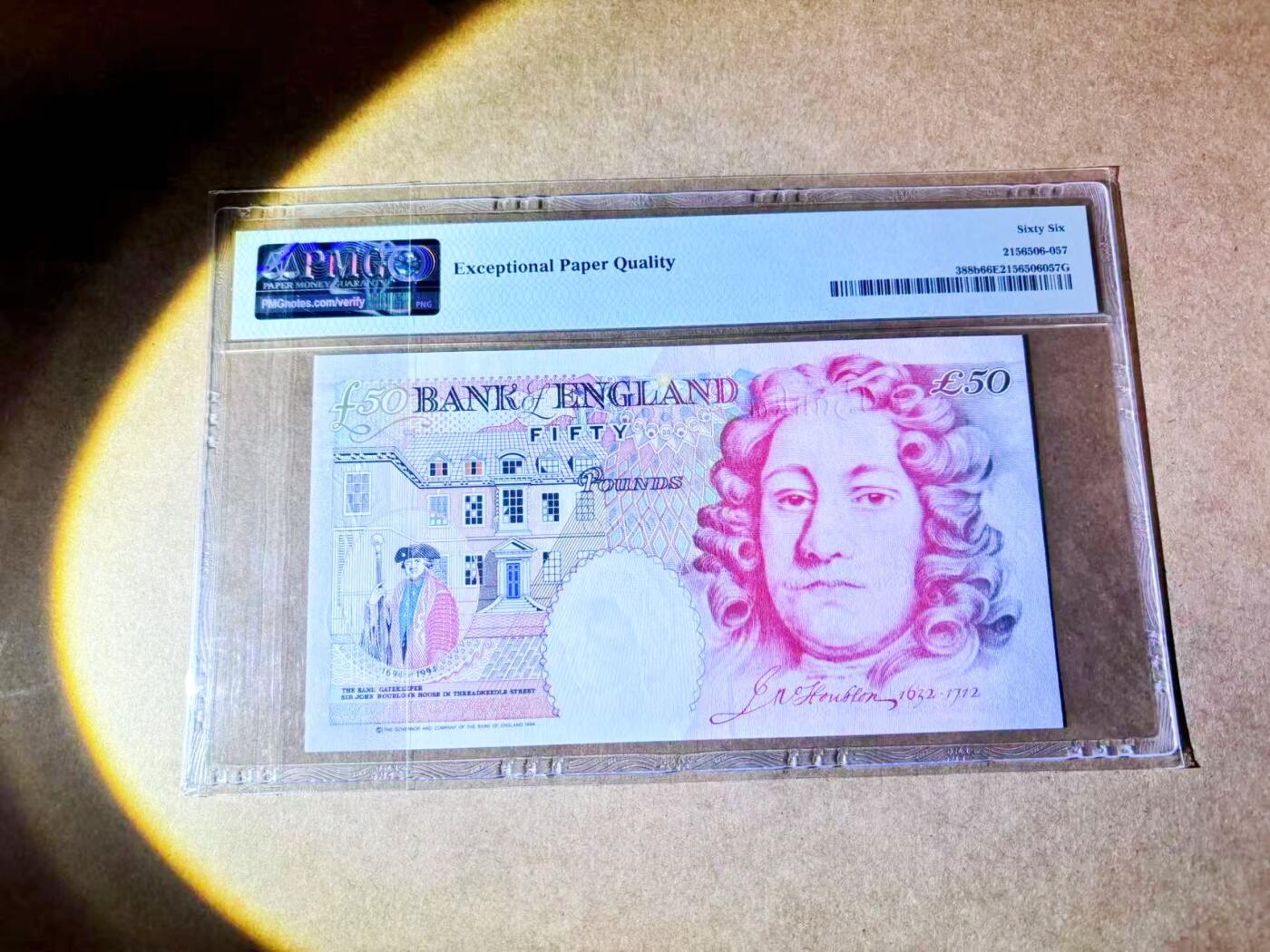 【Blue Auction】世界纸币精拍第768期——18级TOP拍卖/信誉/品质/专业/高效💫 【8888狮子号 近全同8无47】英国 1999-2006年50镑 PMG66EPQ 