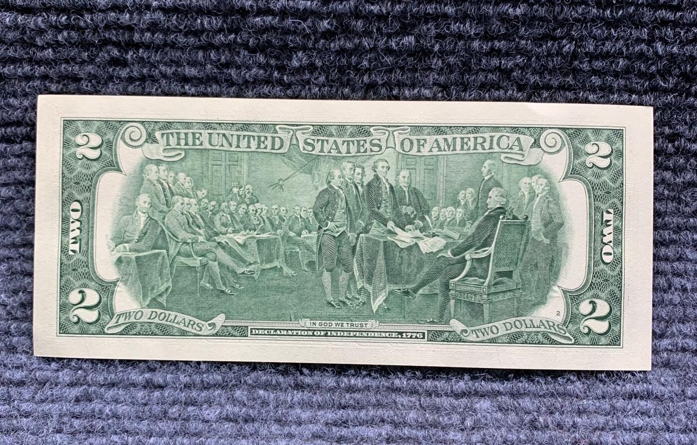 【无47】全新2017A年版美国托马斯·杰斐逊2美元纸币(年份号、钻石号）