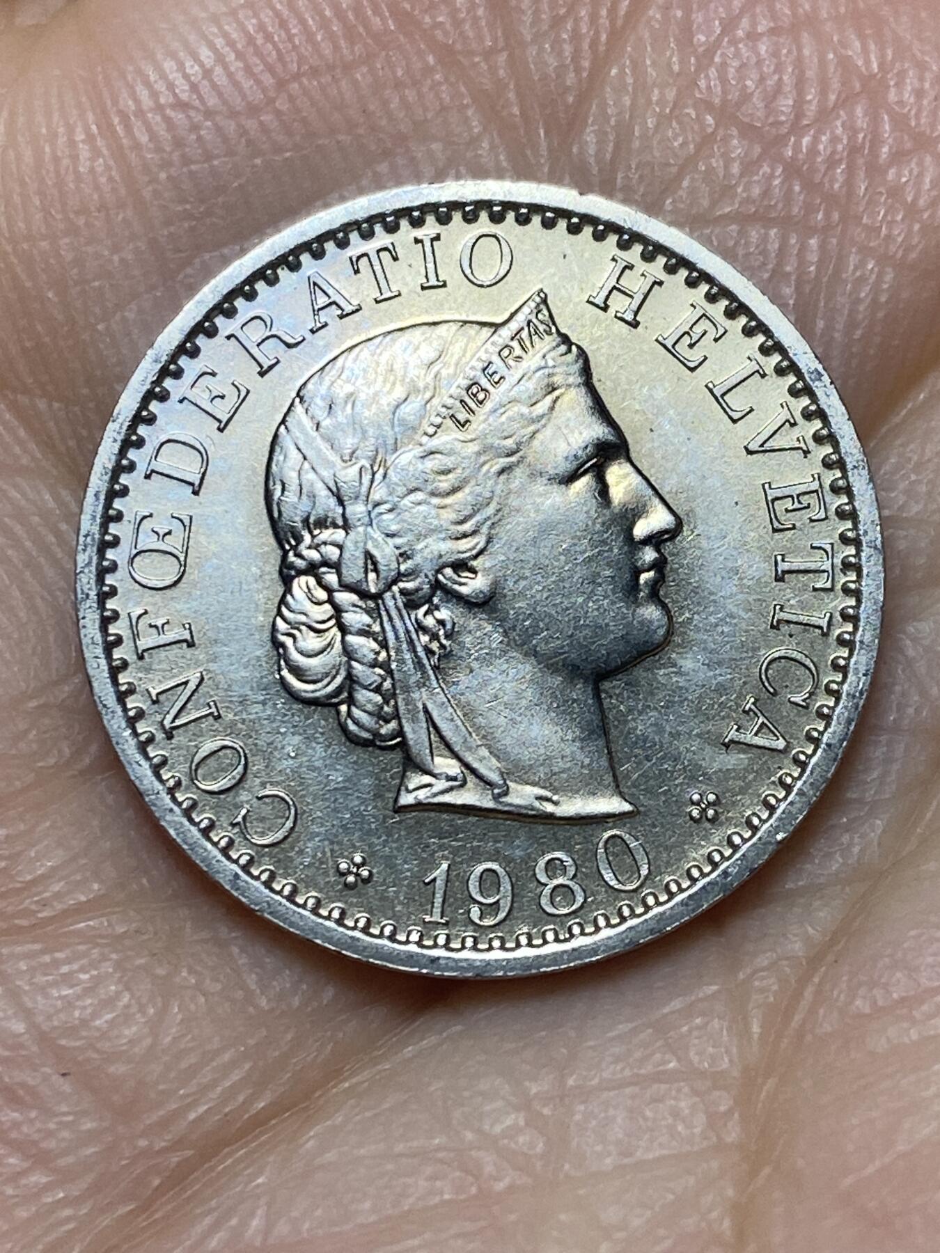 2025年第一百四十场(总第一百六十六场）外国好品散币场(免佣金) 瑞士🇨🇭1980年20拉彭(第三版，无标版)