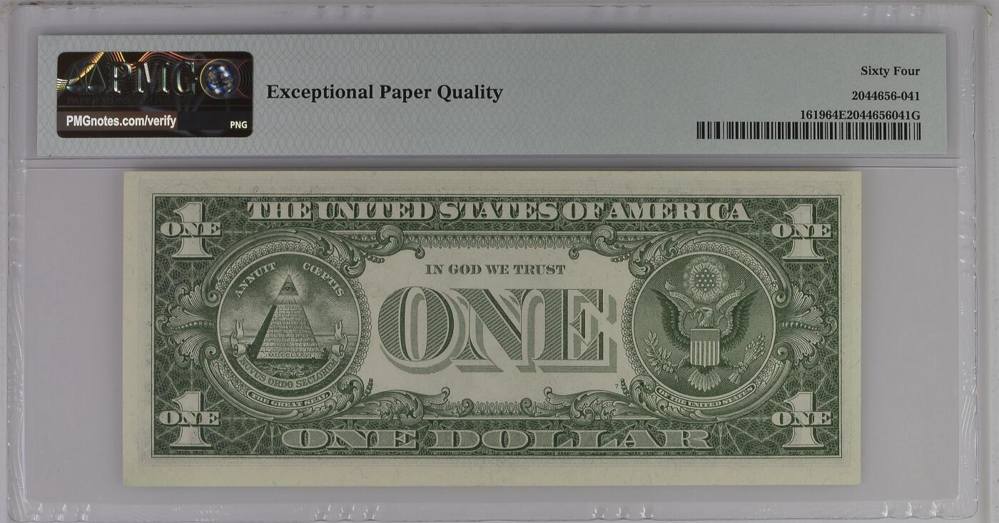 PMG美元 AA首发冠A06821628A 1美元蓝库印银圆券Silver Certificate, $1 1957 Small Size