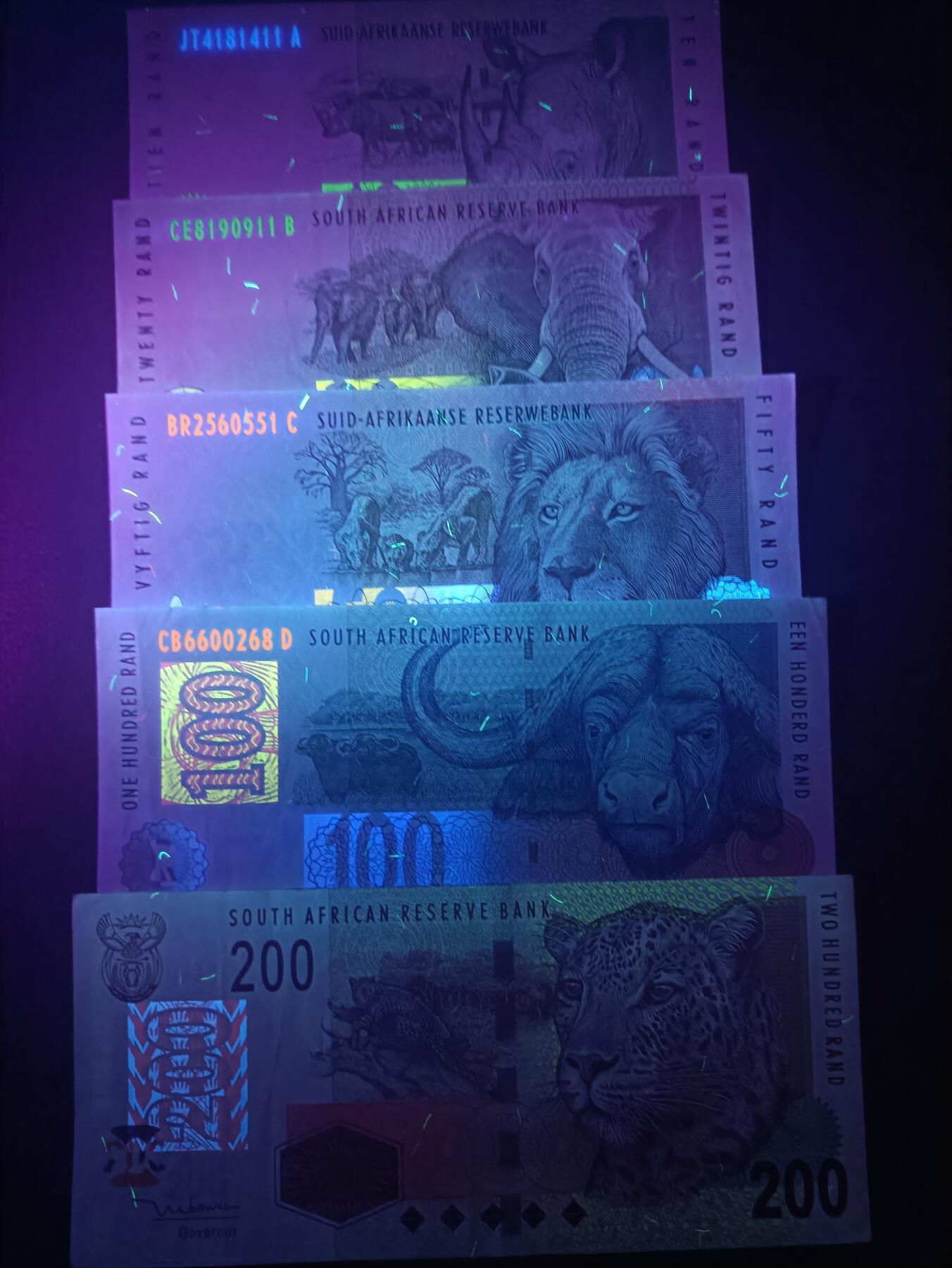 2025十二月第五期，总210期 南非套钞批量五张流通好品XF—AUNC