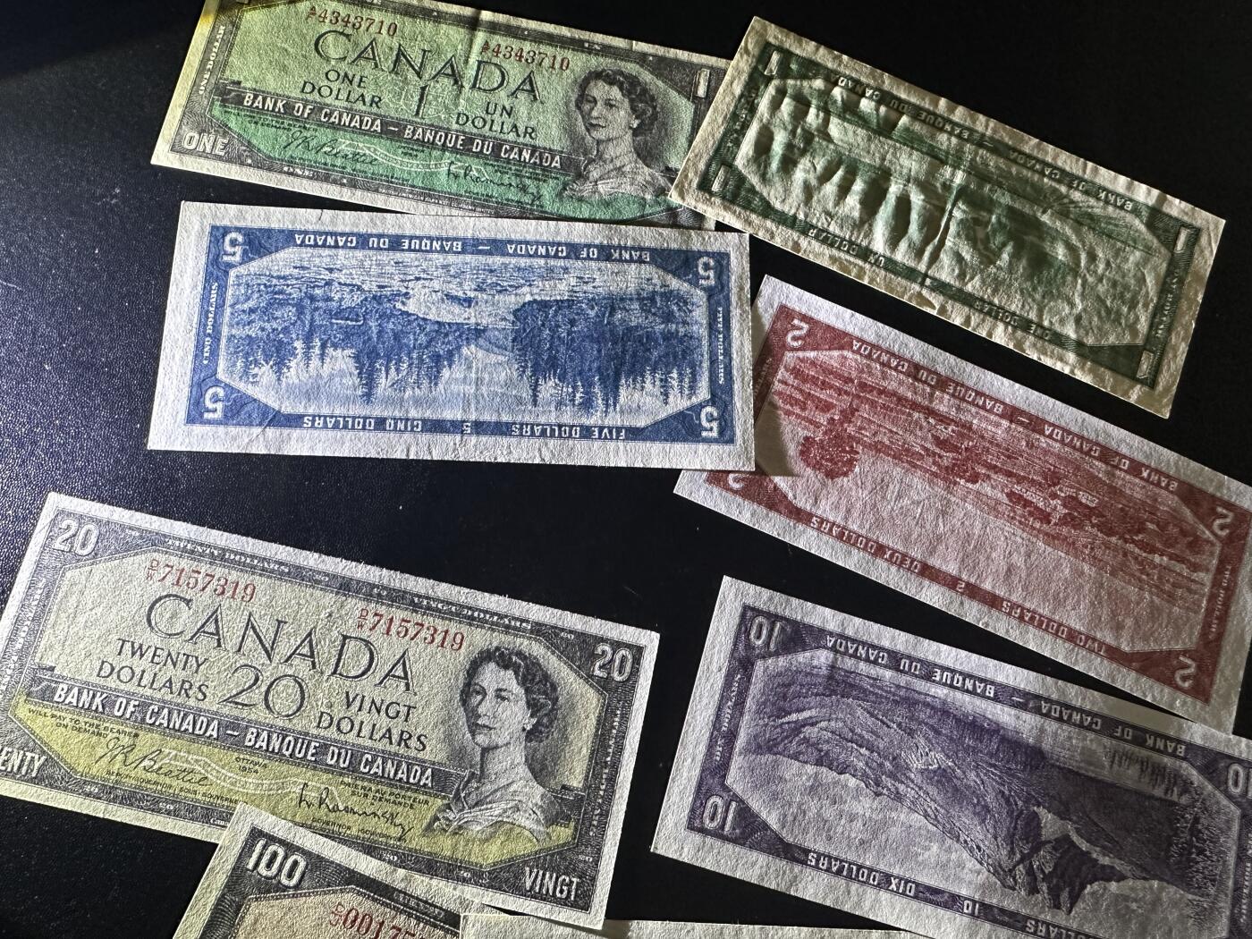 《外钞收藏家》第五百九十七期（年底收官场）（本平台长期征集拍品、欢迎藏友们联系合作） 加拿大风景版1-100加元 8张一起 非全新 品相如图