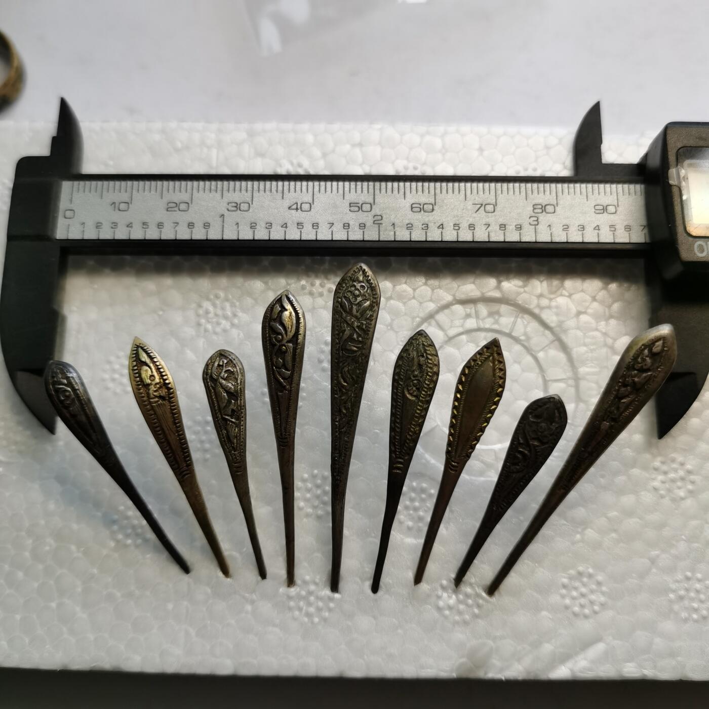 杂件专场90期 清代老银精美花纹发簪9支，清代最小支的发簪