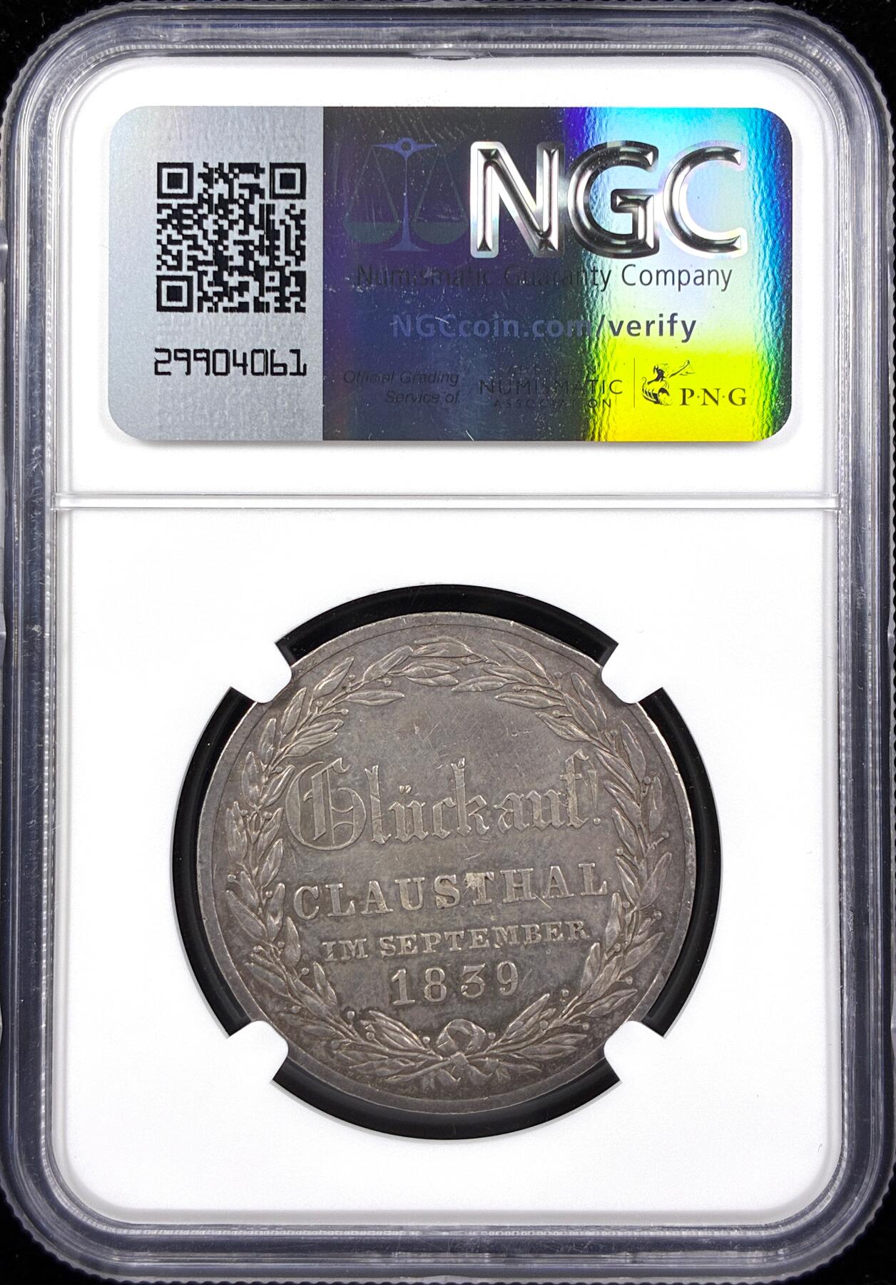 【雨安】【直播拍卖】【世界币章122期-评级币】2025-12-27 周六 19:30 保真 [评级德国] Germany 德国 德意志 1泰勒 Hannover汉诺威 Thun.158 KM#0184 (1839) 访问铸币厂 1839年  NGC-XF45