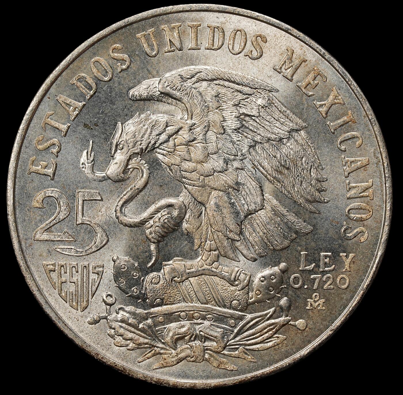 修遠堂世界钱币第九十九期 1968年墨西哥城奥运会25比索银币 22.50g，含银72%   完全未流通